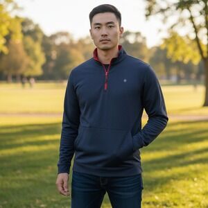 Aspen‎ Mens XL Navy Blue Quarter Zip Pullover Sweatshirt